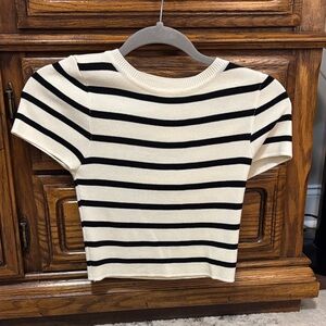 Striped Black and White Women's Top